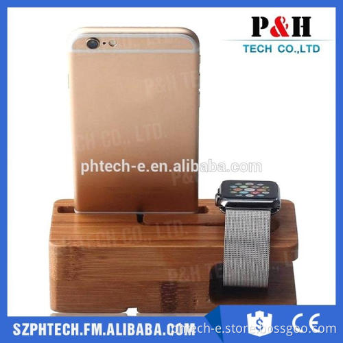 Hot sale desktop wooden phone holder for watch mobile phone, wood phone stand